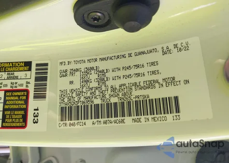 2023 Toyota Tacoma Sr5 from USA, damaged, VIN 3TYAX5GN3PT069596